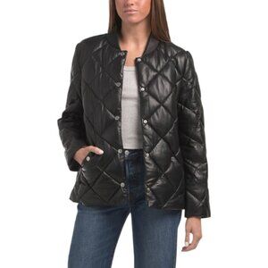 BOD & CHRISTENSEN Genuine Leather Quilted Puffer Jacket